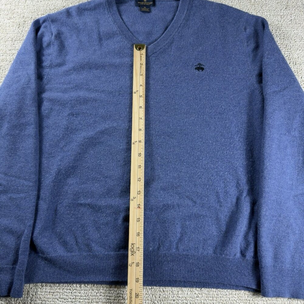 Brooks Brothers Extra Fine Merino Wool V-Neck Sweater Blue Men’s Size XL - Picture 4 of 8
